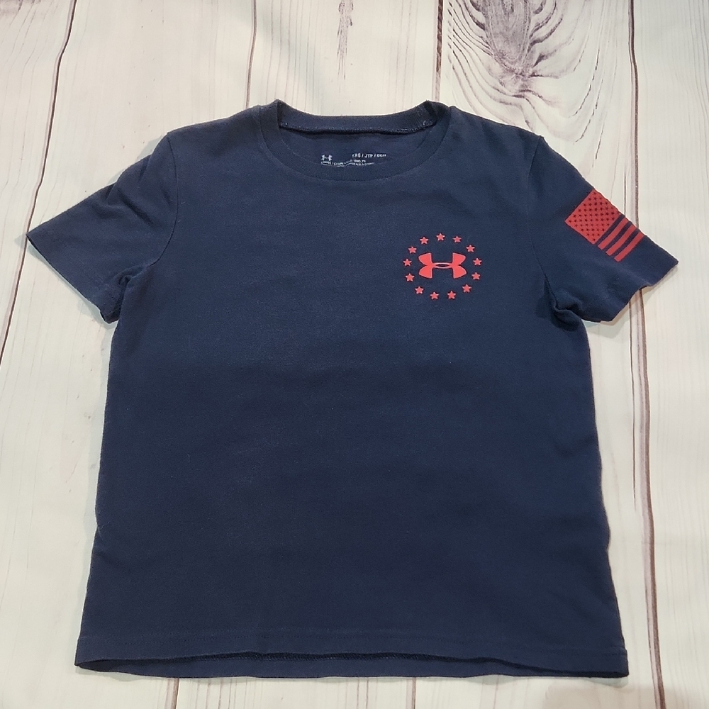 Under Armour Blue and Red Short Sleeve Tee
